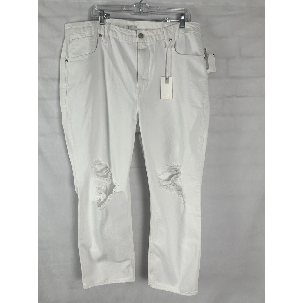 Good American '90s Duster Natural Fray Distressed High Rise Jean Sz 16 NWT $135 - Picture 4 of 5